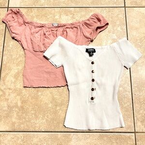 Revamped Pink Crop Top & Hera White Slim Fit Top